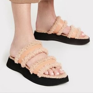 STAUD Women's Siesta Faux Shearling Platform Sandals Size 38